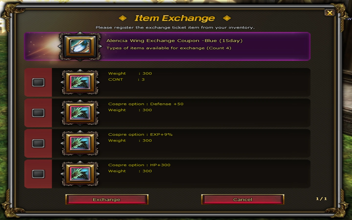 Alencia Wing Exchange Coupon